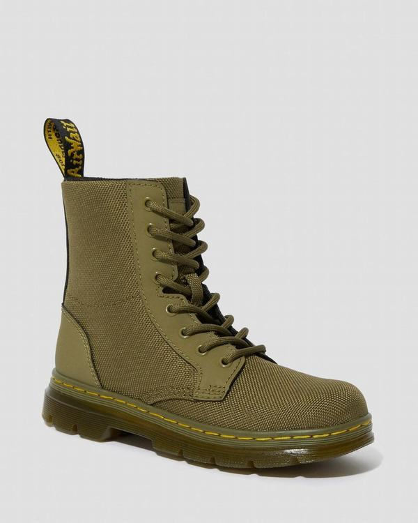 Dr Martens Dětské Kotníkové Boty Junior Combs Olivy Zelené, CZ-731648